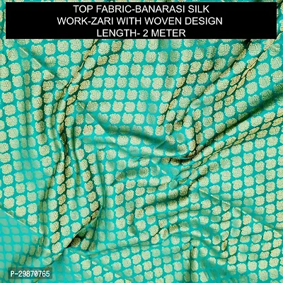 Elegant Teal Banarasi Silk Jacquard Weave Dress Material with Dupatta For Women-thumb2