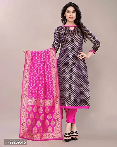 Elegant Banarasi Silk Jacquard Dress Material with Dupatta For Women