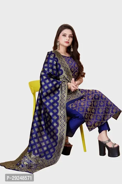 Elegant Banarasi Silk Jacquard Dress Material with Dupatta For Women