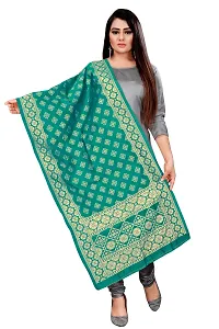 Elegant Teal Banarasi Silk Jacquard Weave Dress Material with Dupatta For Women-thumb2