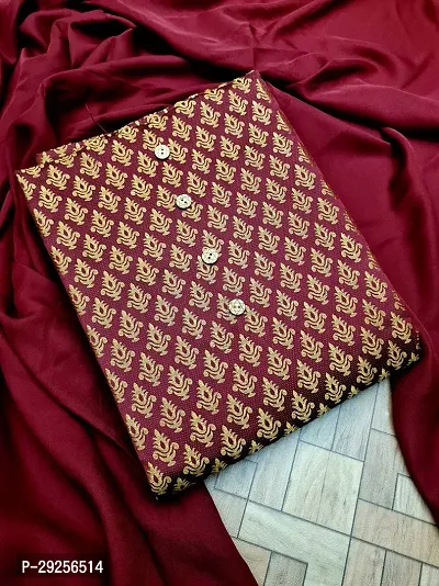 Elegant Maroon Banarasi Silk Jacquard Suit Dress Material without Dupatta For Women