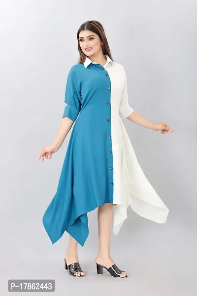 Asymmetrical Multicoloured  Crepe Kurta For Women-thumb3