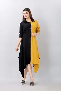 Asymmetrical Multicoloured  Crepe Kurta For Women-thumb3