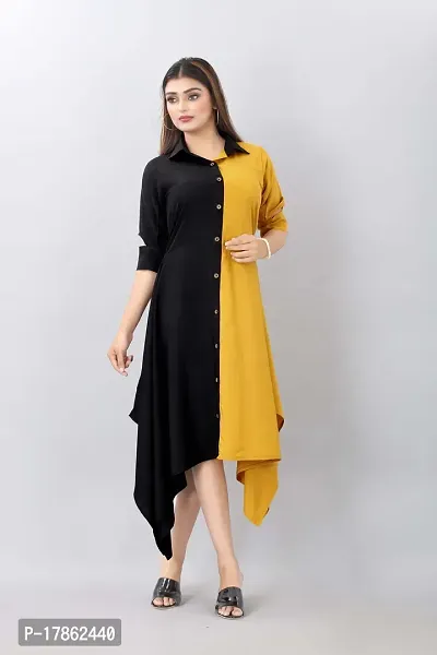 Asymmetrical Multicoloured  Crepe Kurta For Women-thumb4