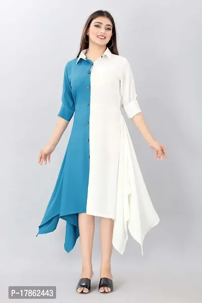 Asymmetrical Multicoloured  Crepe Kurta For Women