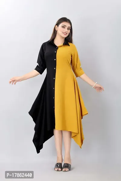 Asymmetrical Multicoloured  Crepe Kurta For Women-thumb3