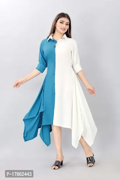 Asymmetrical Multicoloured  Crepe Kurta For Women-thumb4