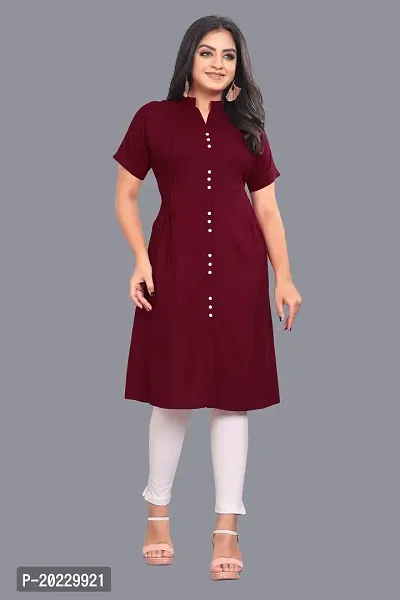 Rayon Short sleeve Maroon Kurti-thumb0