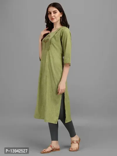 Radhe Fashion Women's Embroidered Cotton Kurti Green-thumb5