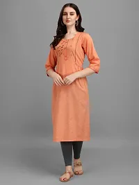 Radhe Fashion Women's Embroidered Cotton Kurti Orange-thumb2