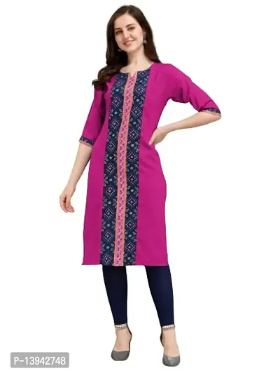 Radhe Fashion Women's Cotton Blend Printed Straight Kurti