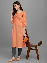 Radhe Fashion Women's Embroidered Cotton Kurti Orange-thumb1