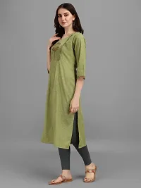 Radhe Fashion Women's Embroidered Cotton Kurti Green-thumb4