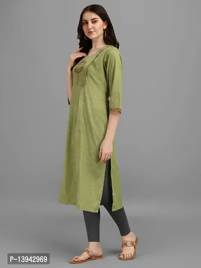 Radhe Fashion Women's Embroidered Cotton Kurti Green-thumb5