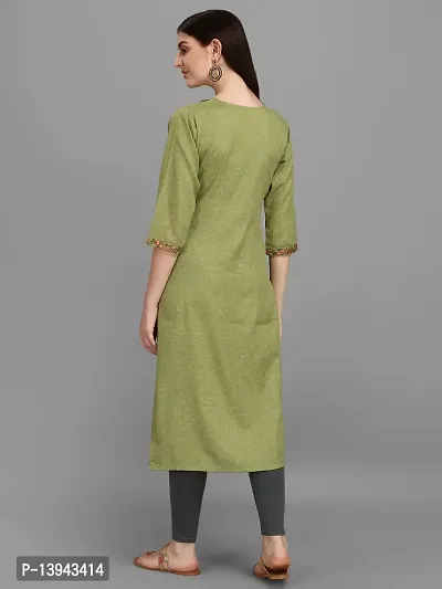 Radhe Fashion Women's Embroidered Cotton Kurti Green-thumb4