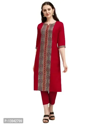 Radhe Fashion Women's Cotton Blend Printed Straight Kurti