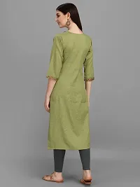 Radhe Fashion Women's Embroidered Cotton Kurti Green-thumb3