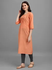 Radhe Fashion Women's Embroidered Cotton Kurti Orange-thumb4