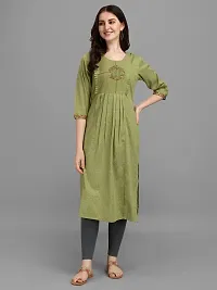 Radhe Fashion Women's Embroidered Cotton Kurti Green-thumb2