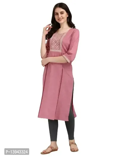 Radhe Fashion Women's Embroidered Cotton Kurti Pink