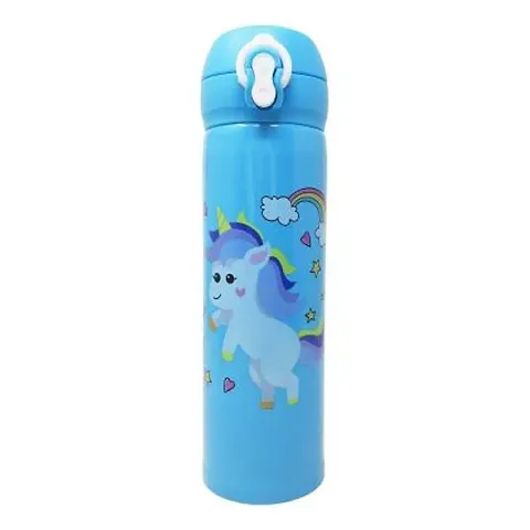 Flairy? Stainless Steel Vacuum Unicorn Print Water Bottle (500ml,blue)
