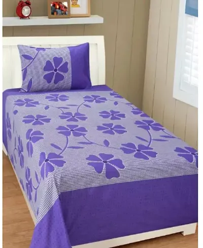 Printed Cotton Single Bedsheet with 1 Pillow Cover