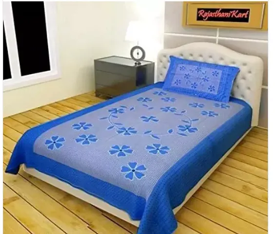 Printed Cotton Single Bedsheet with 1 Pillow Cover