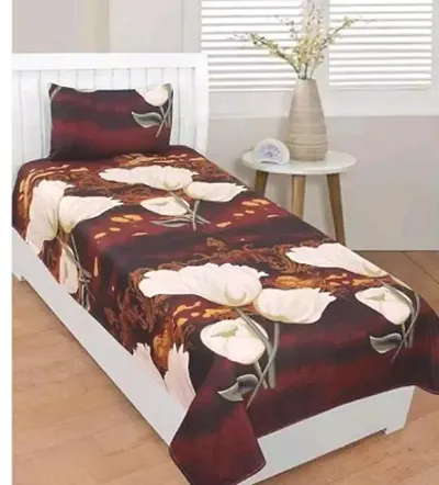 Printed Glace Cotton Single Bedsheet with 1 Pillow Cover