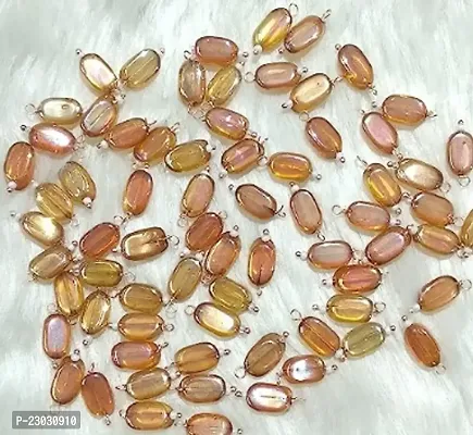 The Giftery Flat Oval Glass Hanging Beads for JewelryEmbroidery,Dresses,blouse (COPPER Pack of 100)