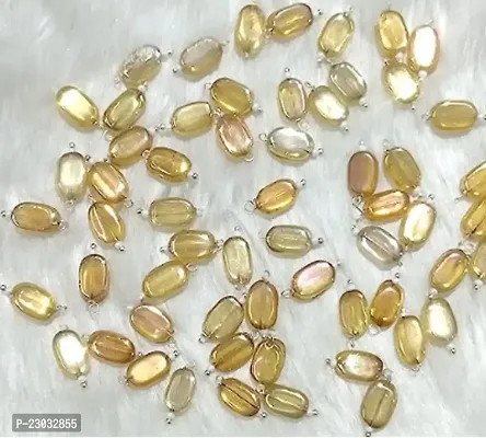 The Giftery Flat Oval Glass Hanging Beads for JewelryEmbroidery,Dresses,blouse (GOLD Pack of 100)