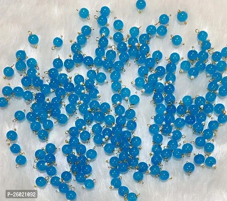The GIFTERY Beads  Crafts: Round Shape Glass Hanging Beads 6mm for Jewelry Making, Embroidery, Necklace, Earring, Bracelet, Dresses (Blue)pack of 100