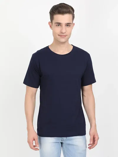 Elegant Solid Cotton Round Neck Tees