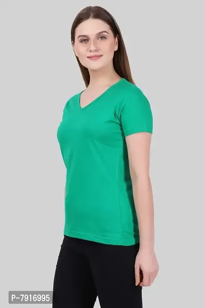 Ideation Women's Cotton V Neck Half Sleeve T-Shirt-thumb5