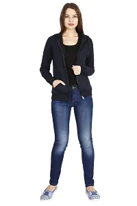 Ideation Women's Cotton Hooded Neck, Zipper and Round Neck Hoodie-thumb4