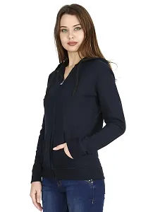 Ideation Women's Cotton Hooded Neck, Zipper and Round Neck Hoodie-thumb2