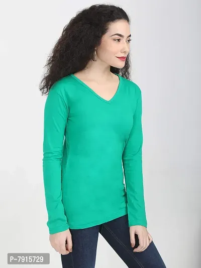 Ideation Women's Full Sleeve V Neck Plain T-Shirt-thumb5