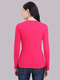 FLEXIMAA Women's Cotton V Neck Full Sleeves T-Shirt Plain | Regular Fit Casual T-Shirt | 100% Cotton-thumb1