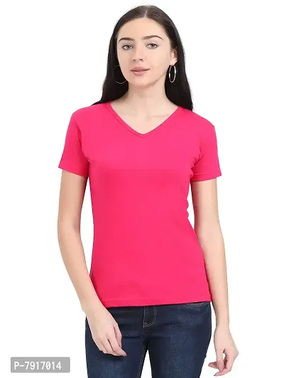 Ideation Women's Cotton V Neck Half Sleeve T-Shirt