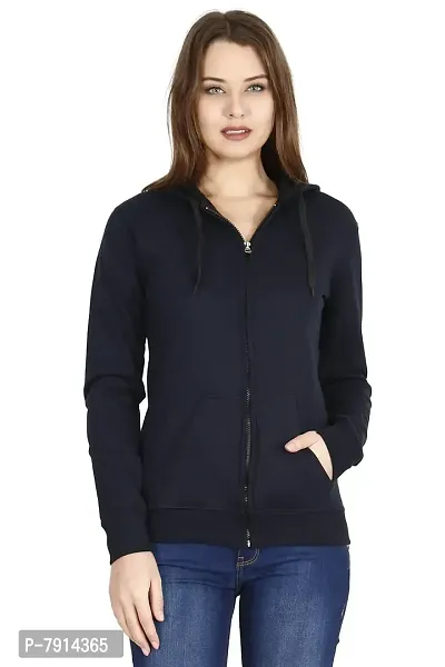 Ideation Women's Cotton Hooded Neck, Zipper and Round Neck Hoodie-thumb0