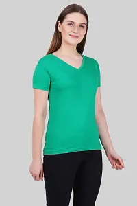 Ideation Women's Cotton V Neck Half Sleeve T-Shirt-thumb2