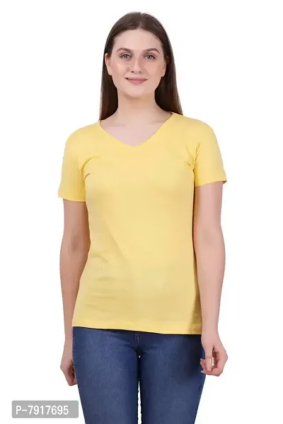 Ideation Women's Cotton V Neck Half Sleeve T-Shirt