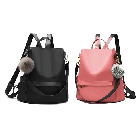 Stylish PU Solid Backpack Pack of 2