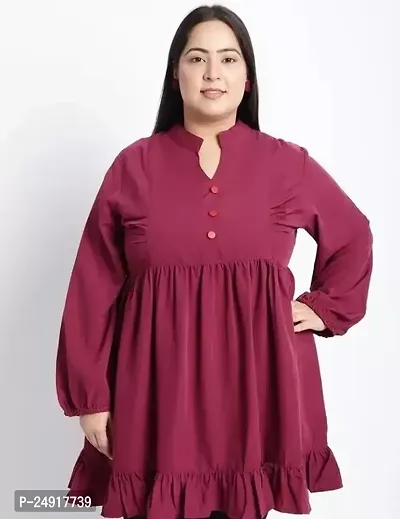 Elegant Maroon Crepe Solid Top For Women