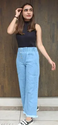 Trendy Fancy Full Length Stretchable Jeans Regular Women Denim Plazzo For Girls