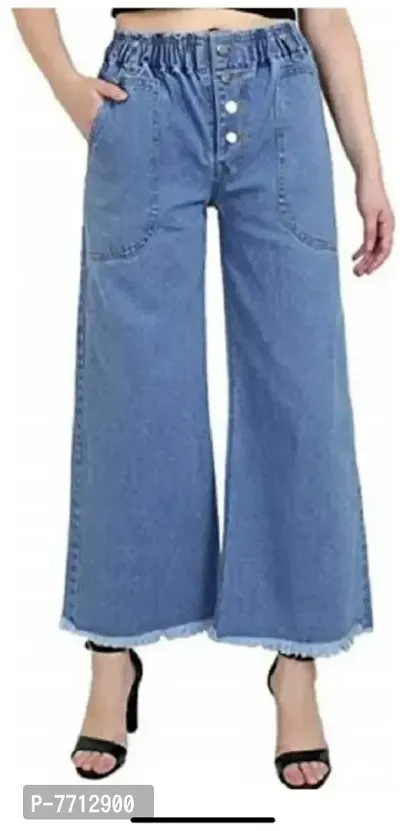 Trendy Fancy Full Length Stretchable Jeans Regular Women Denim Plazzo/Jeans For Girls-thumb0