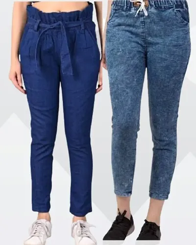 Trendy Latest women joggers Jeans for women / Girls ( Combo Pack Of 2 )