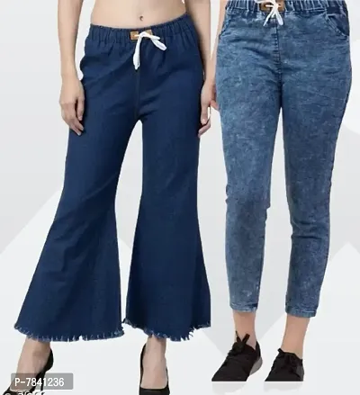 Trendy Latest Denim Blue women joggers Jeans for women / Girls ( Combo Pack Of 2 )