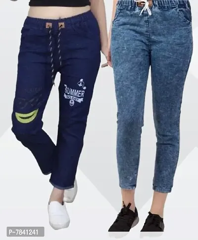 Trendy Latest Denim Blue women joggers Jeans for women / Girls ( Combo Pack Of 2 )-thumb0