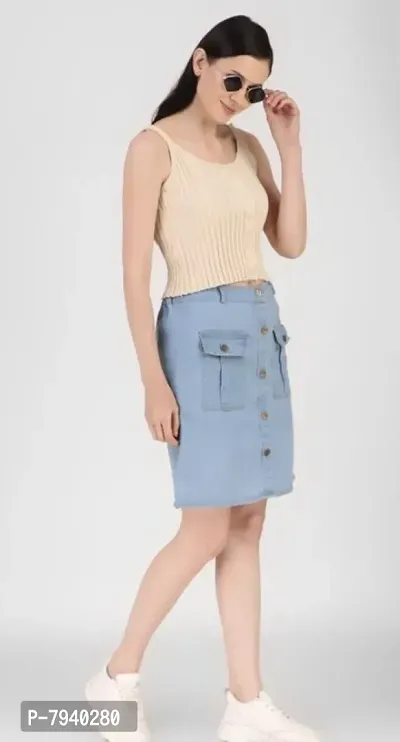 Trendy Latest Women Western Blue Denim Fancy Skirts/Shorts For Girls-thumb0