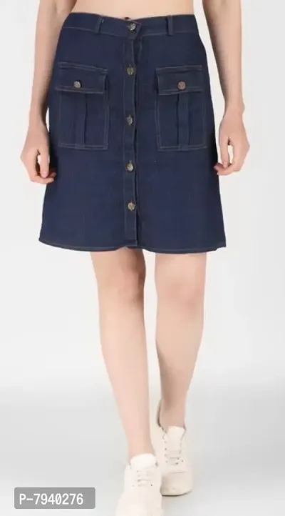 Trendy Denim Solid Womens Skirts